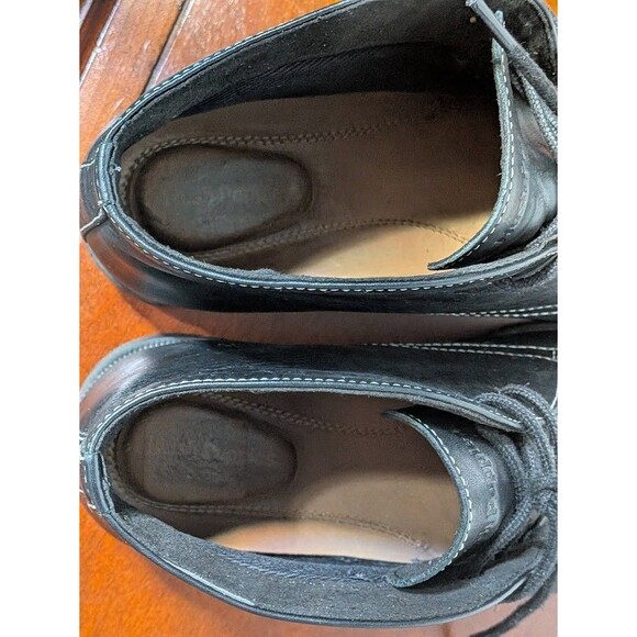 Hush Puppies Black Leather Lace Up Ankle Boots Women's 6 Wide Chukka Comfort EUC - Picture 5 of 9